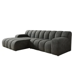 Brunello - Hoekbank 3-zits met chaise longue - Stof zwart - Links