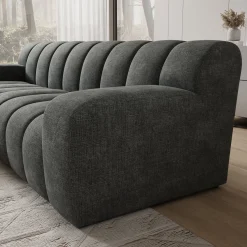 Brunello - Hoekbank 3-zits met chaise longue - Stof zwart - Links