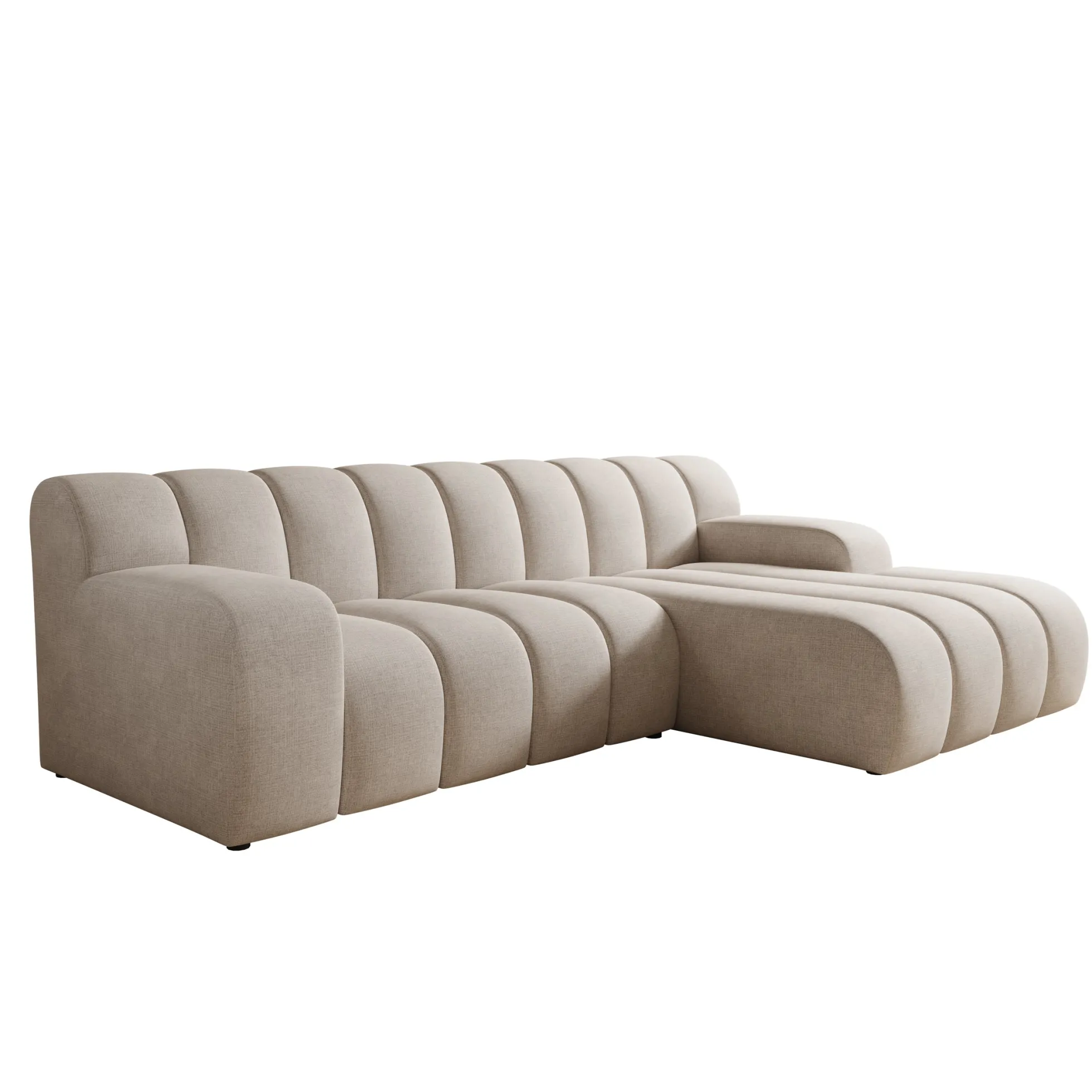 Brunello - Hoekbank 3-zits met chaise longue - Stof beige - Rechts