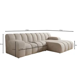 Brunello - Hoekbank 3-zits met chaise longue - Stof beige - Rechts