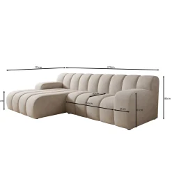 Brunello - Hoekbank 3-zits met chaise longue - Stof beige - Links