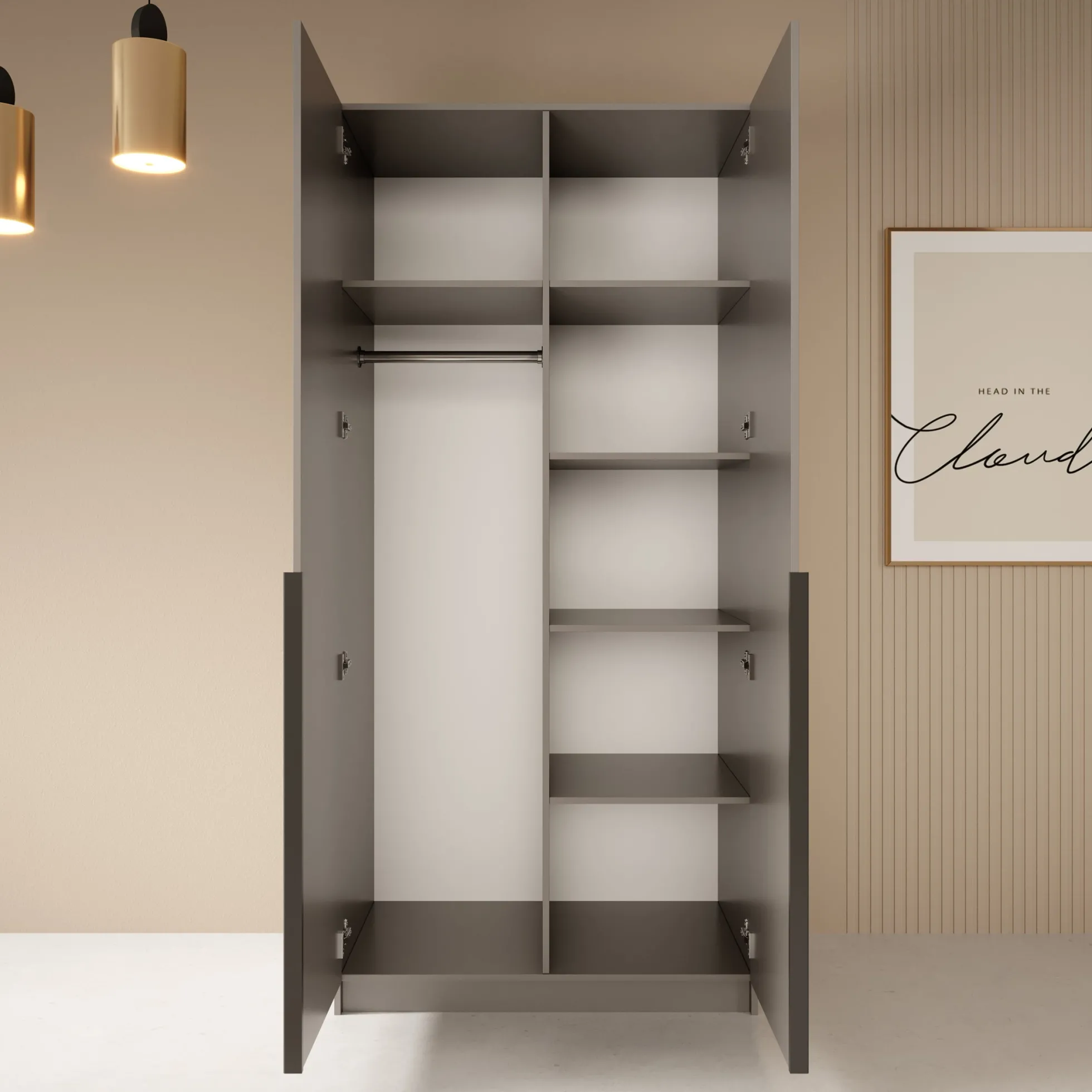 Bruno - Kledingkast met spiegel - Beige