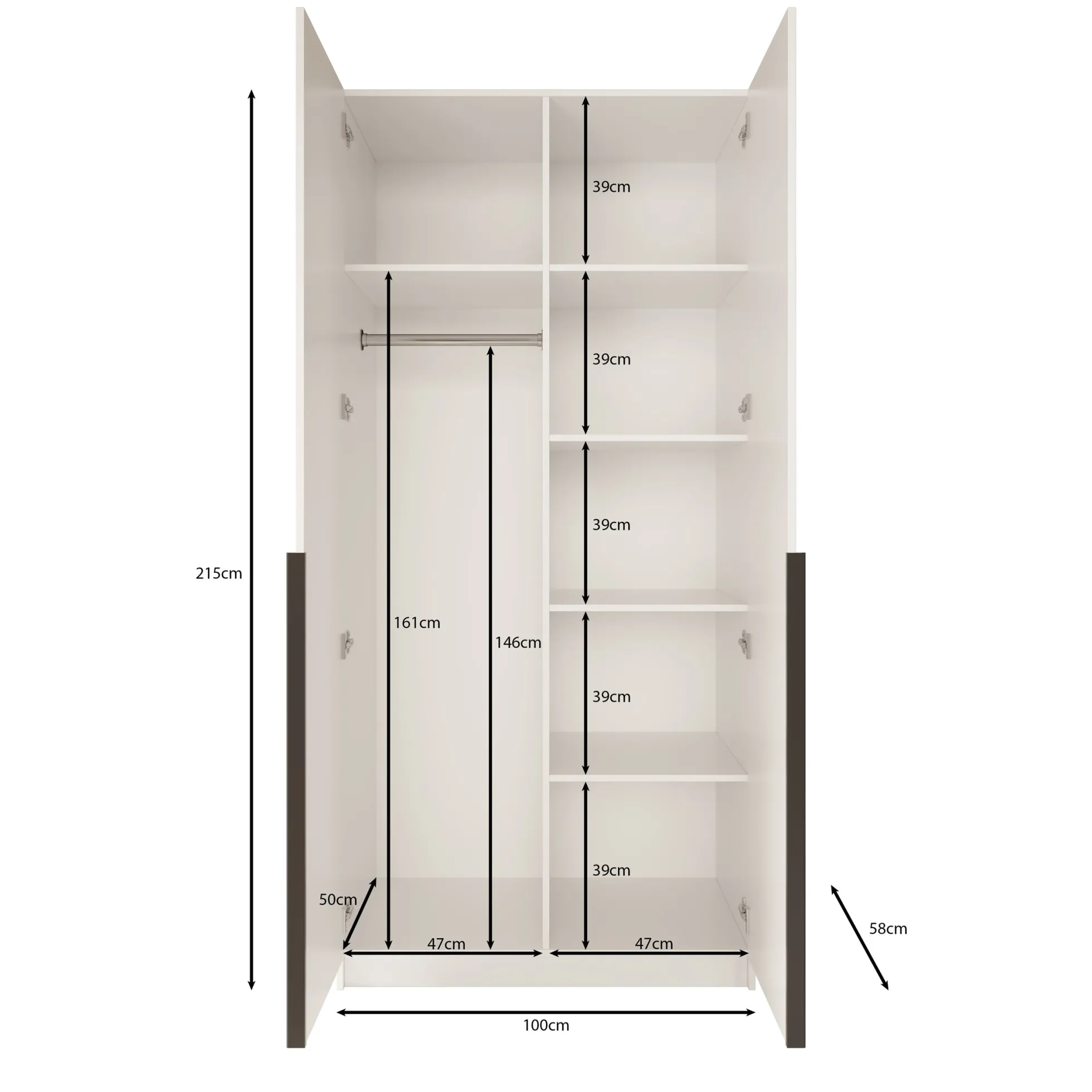 Bruno - Kledingkast met spiegel - Beige