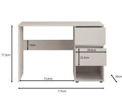 Brussel - Bureau - Wit - 115x50x77 cm