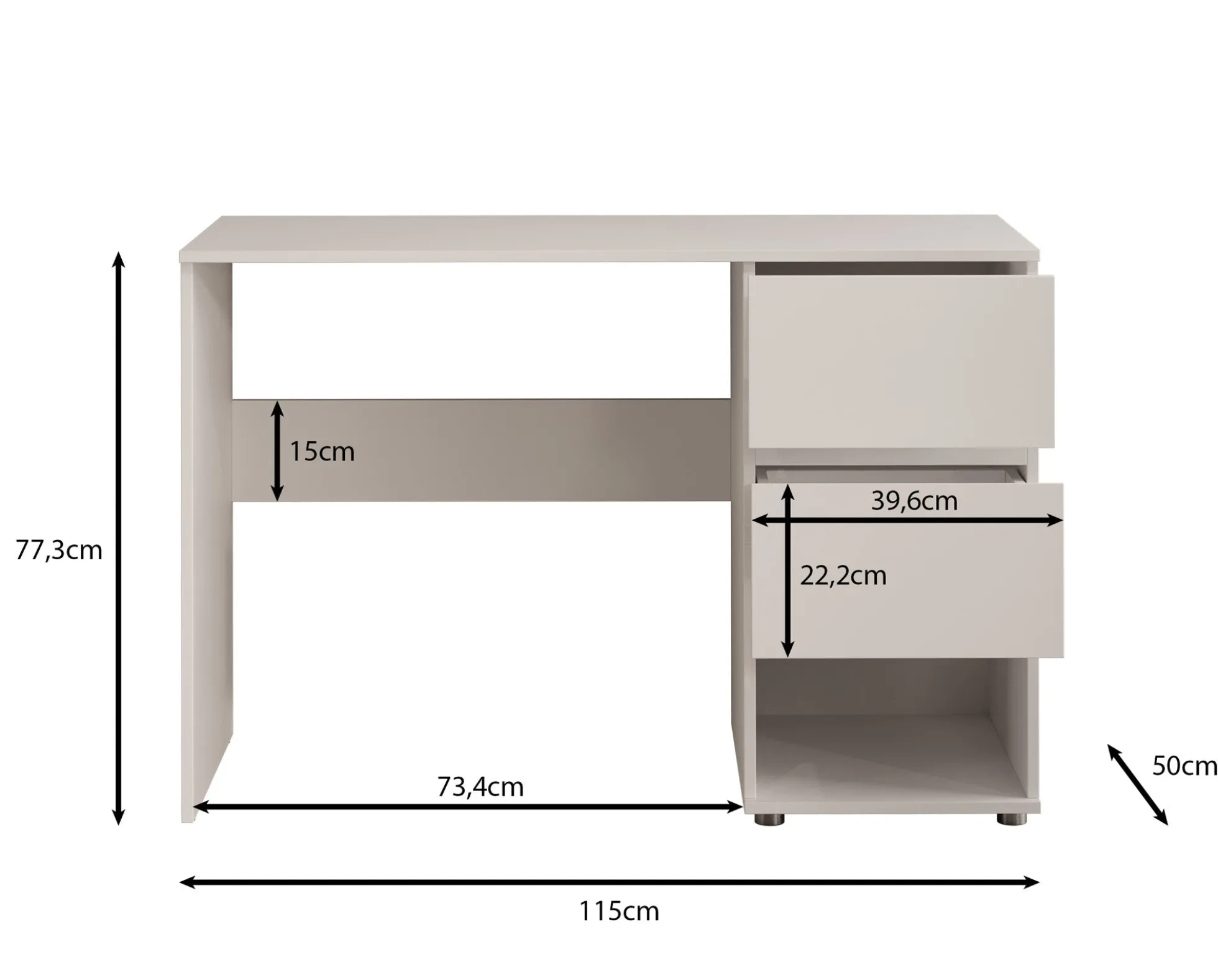 Brussel - Bureau - Wit - 115x50x77 cm