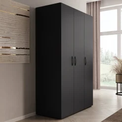 Brussel - Kledingkast 3-deurs - Antraciet - 111x52x179 cm
