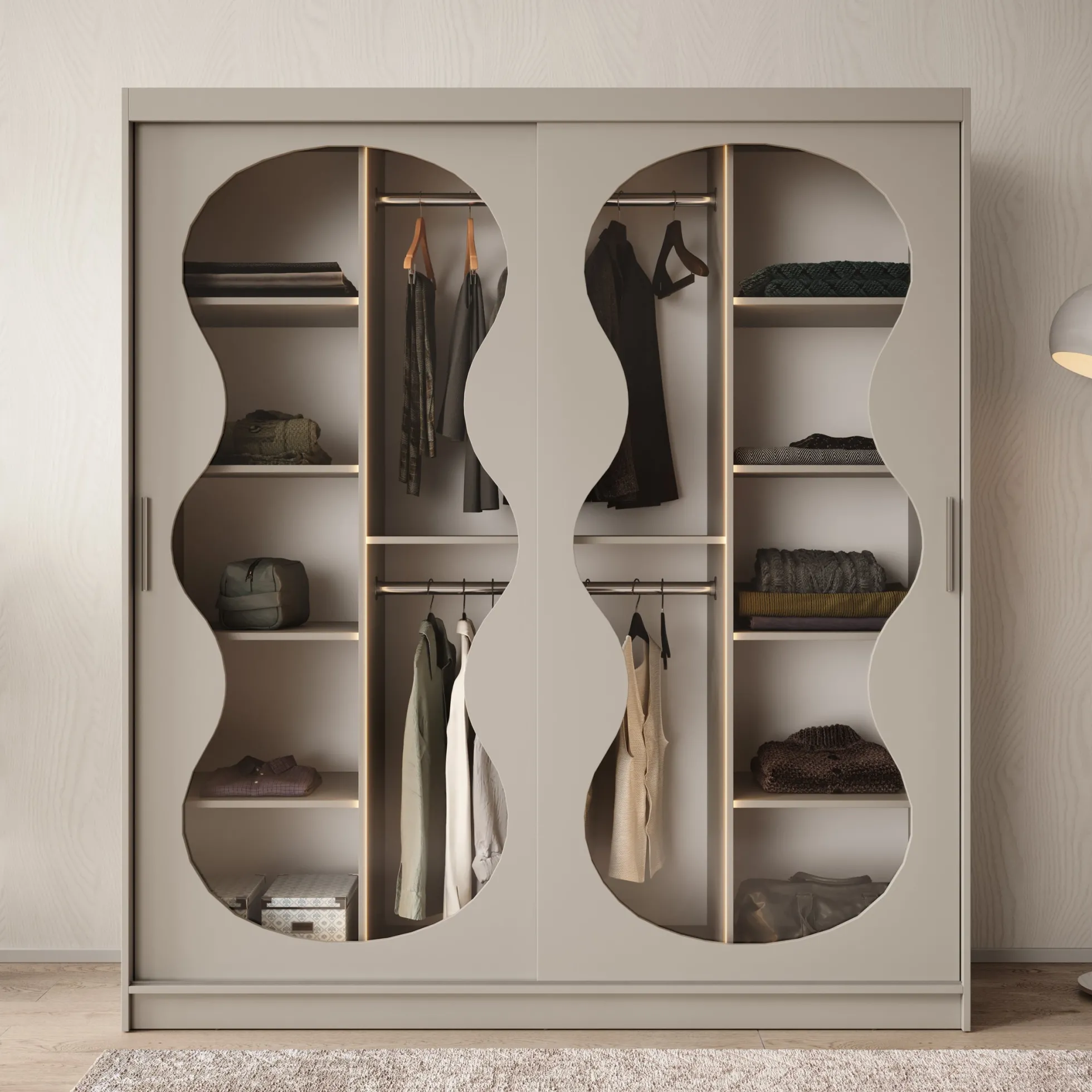 Bunaro - Kledingkast - Beige - 180x62x200 cm