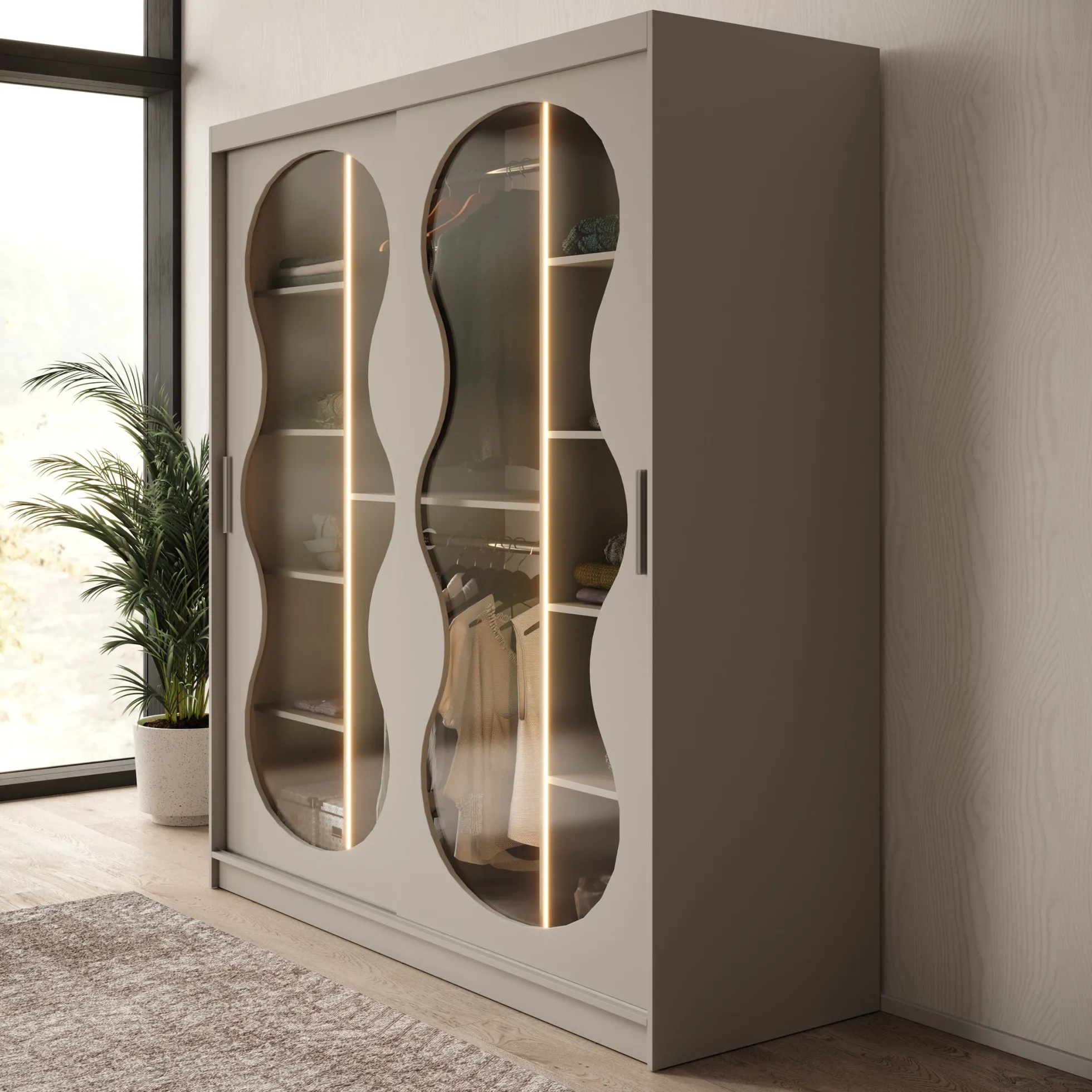 Bunaro - Kledingkast - Beige - 180x62x200 cm