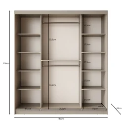 Bunaro - Kledingkast - Beige - 180x62x200 cm