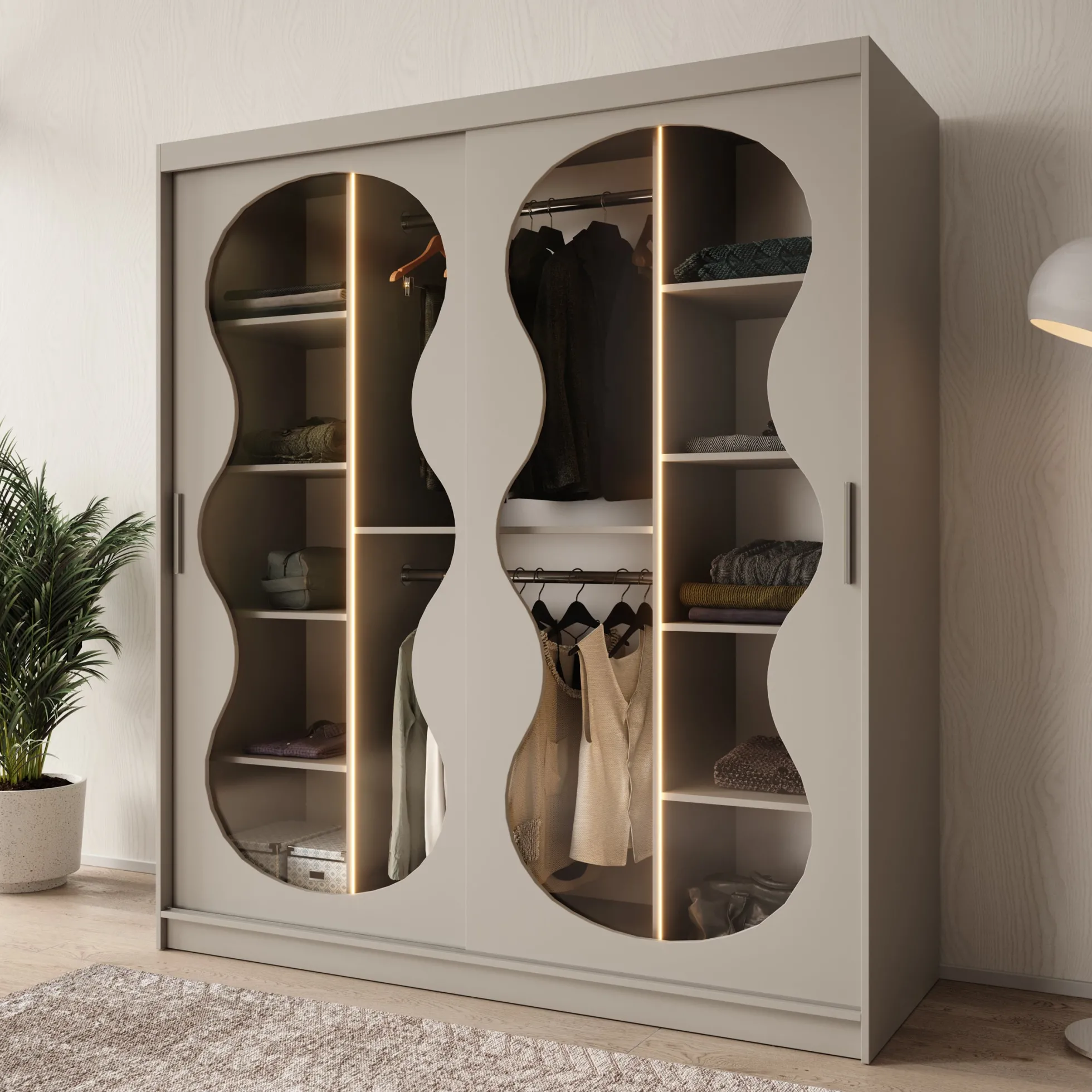 Bunaro - Kledingkast - Beige - 180x62x200 cm
