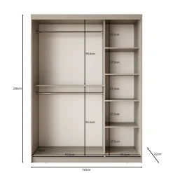 Bunaro - Kledingkast - Zwart - 150x62x200 cm