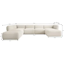 Caesar - Hoekbank 5-zits met chaise longue - Teddystof taupe - Links