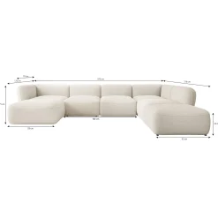 Caesar - Hoekbank 5-zits met chaise longue - Teddystof taupe - Rechts