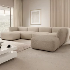 Caesar - Hoekbank 5-zits met chaise longue - Teddystof taupe - Rechts