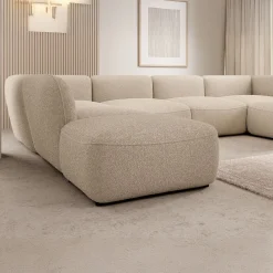 Caesar - Hoekbank 5-zits met chaise longue - Teddystof beige - Links -