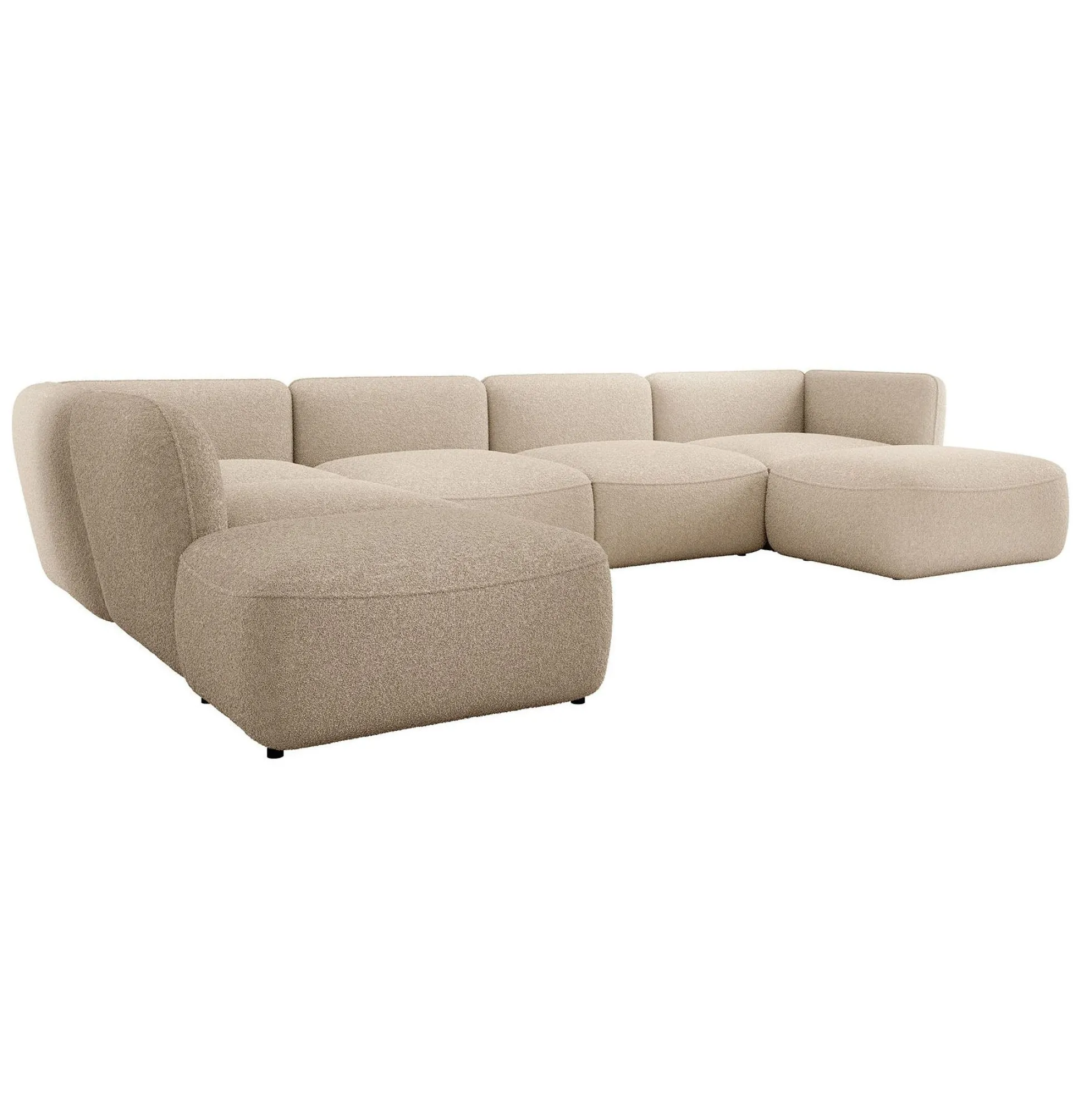 Caesar - Hoekbank 5-zits met chaise longue - Teddystof beige - Links -
