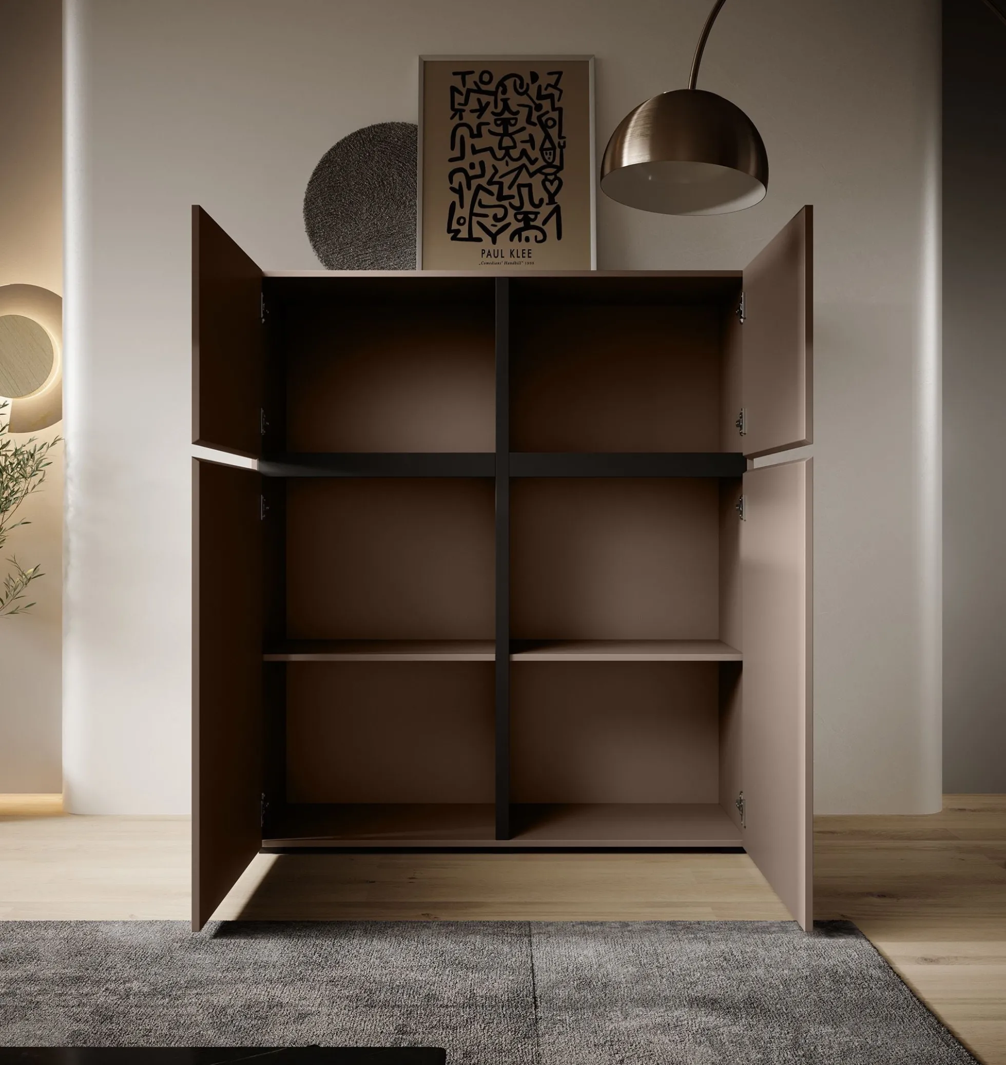 Cainan - Dressoir - Beige/zwart - 119x40x139 cm