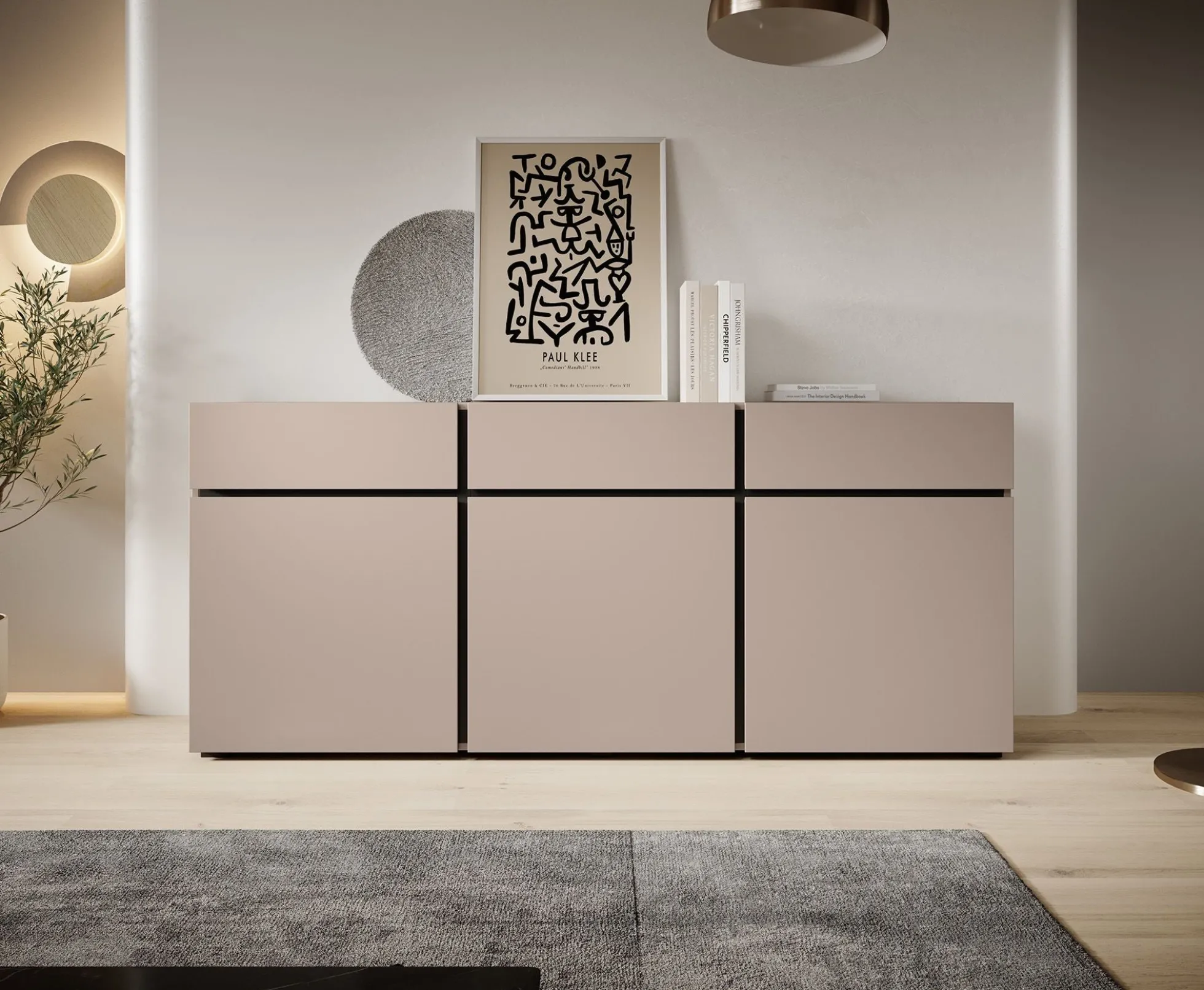 Cainan - Dressoir - Beige/zwart - 180x40x78 cm