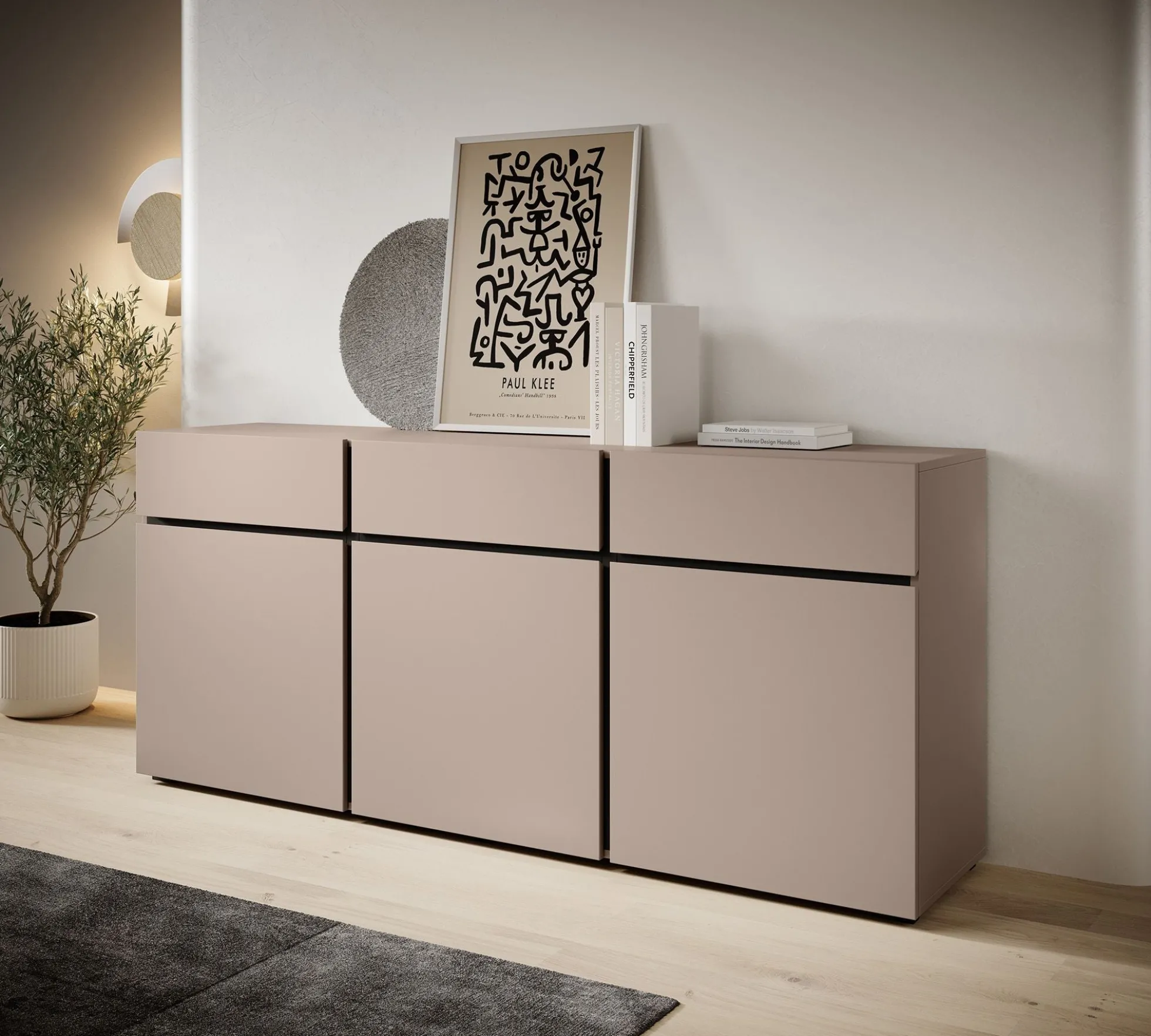 Cainan - Dressoir - Beige/zwart - 180x40x78 cm