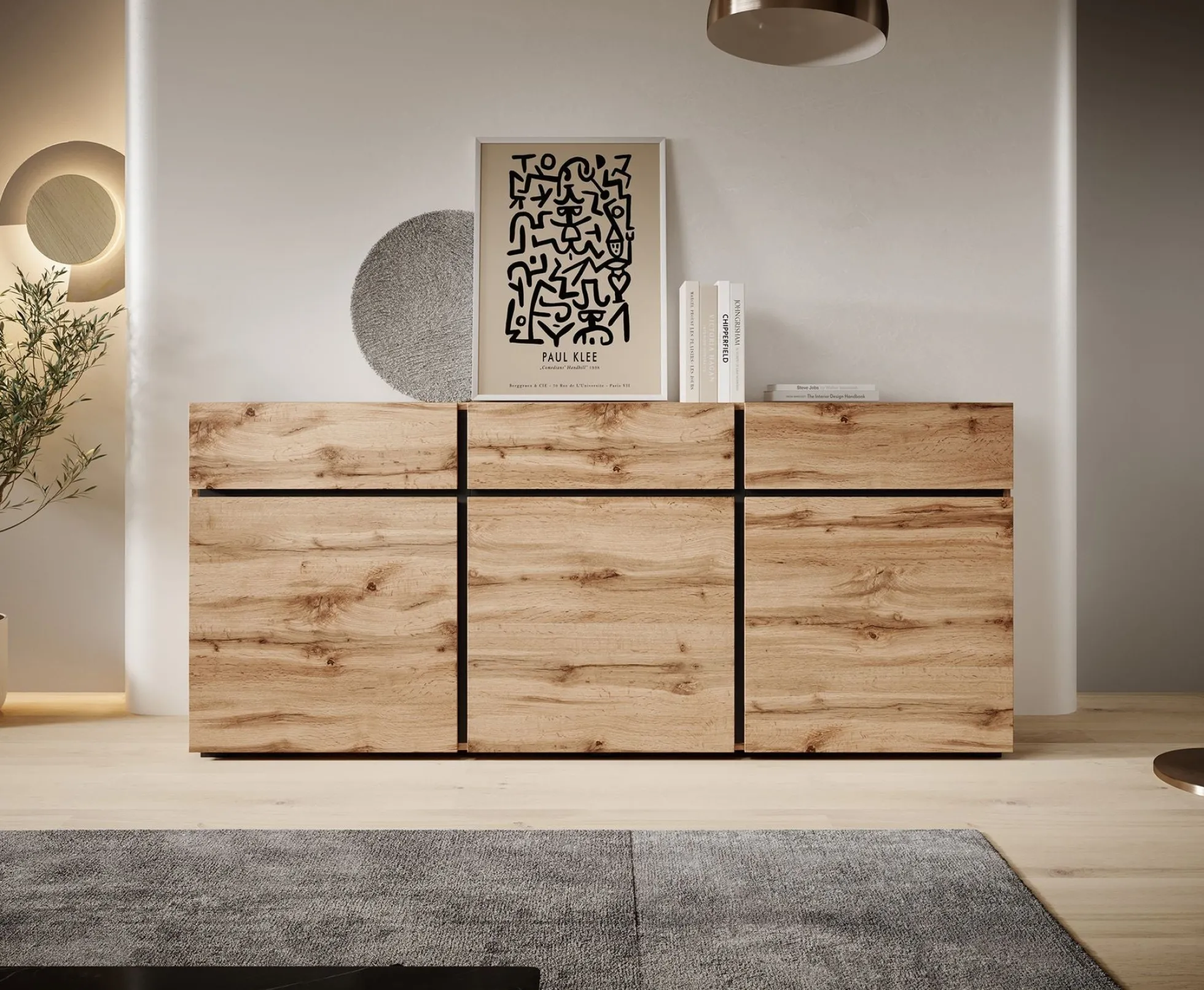 Cainan - Dressoir - Eiken/zwart - 180x40x78 cm