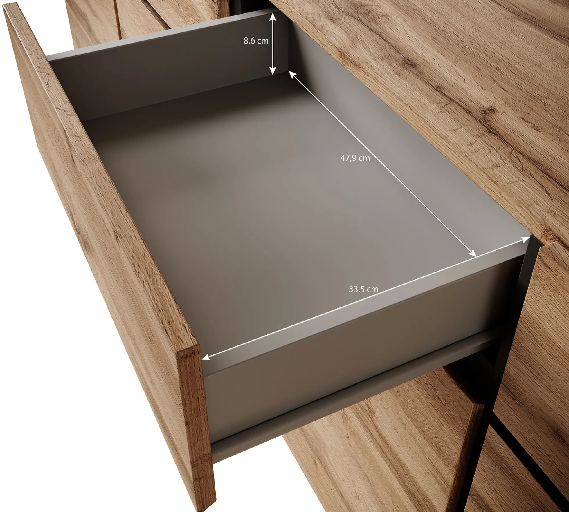 Cainan - Dressoir - Eiken/zwart - 225x40x78 cm