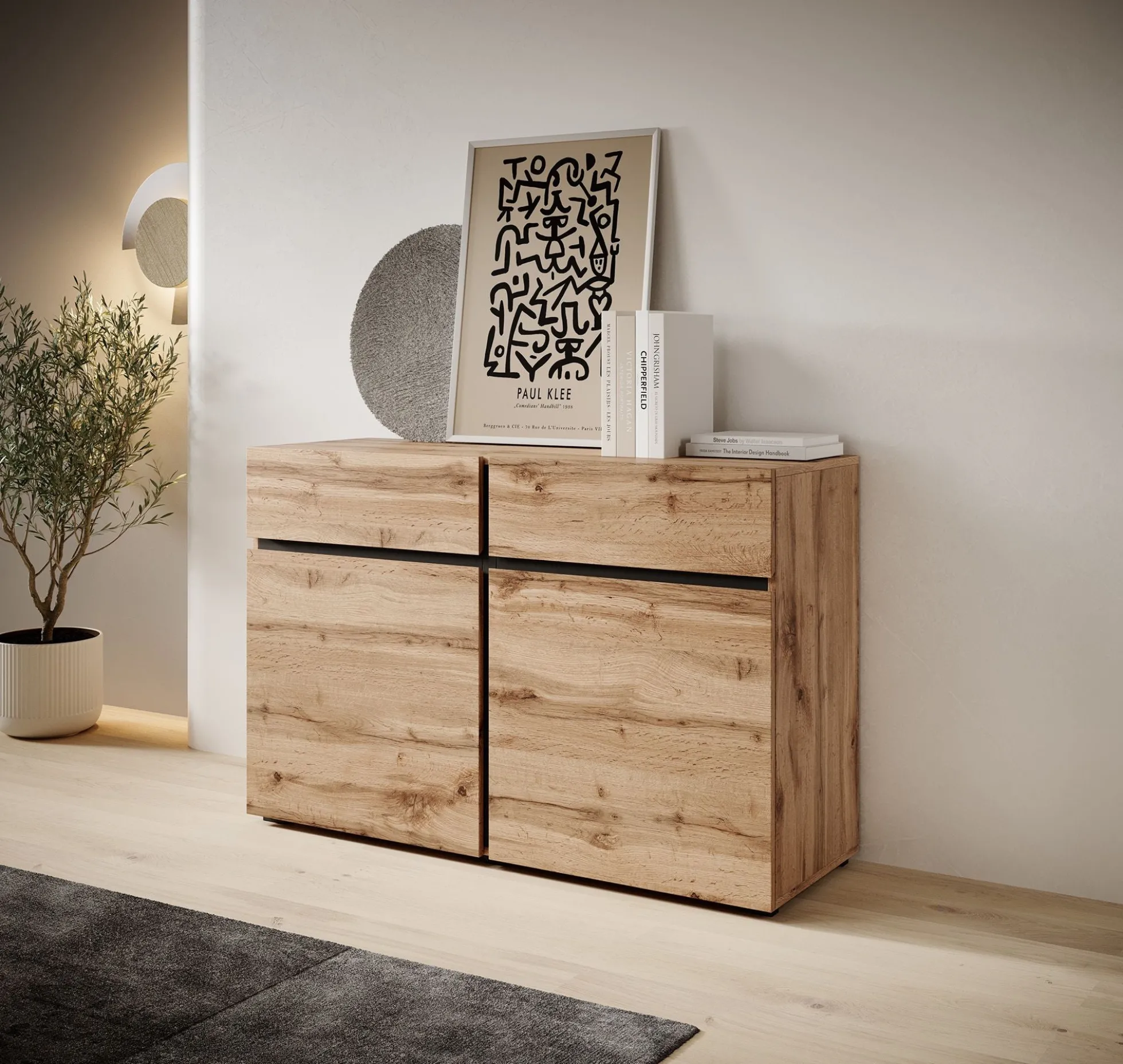 Cainan - Dressoir - Eiken/zwart - 119x40x78 cm