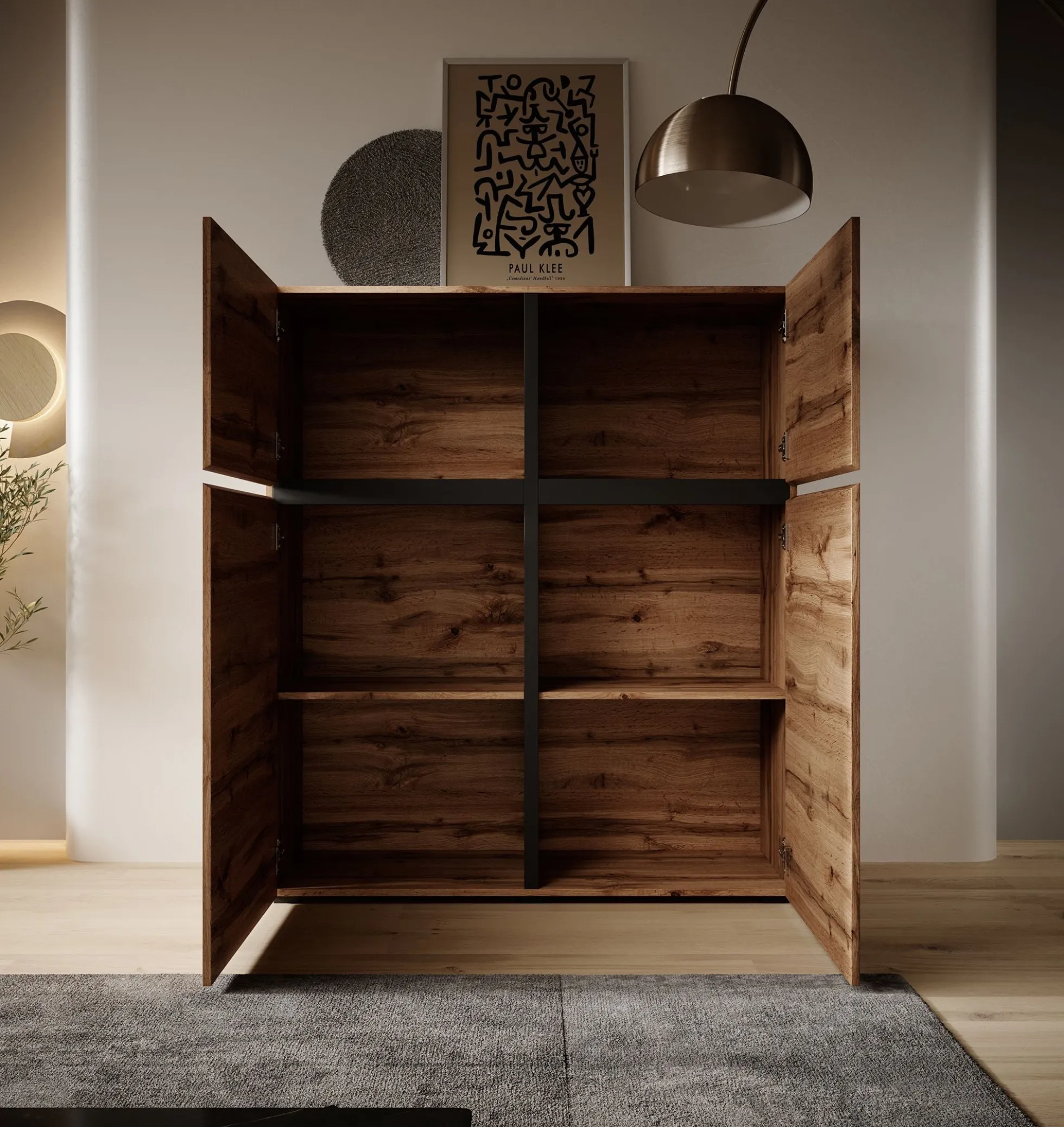 Cainan - Dressoir - Eiken/zwart - 119x40x139 cm