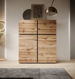 Cainan - Dressoir - Eiken/zwart - 119x40x139 cm
