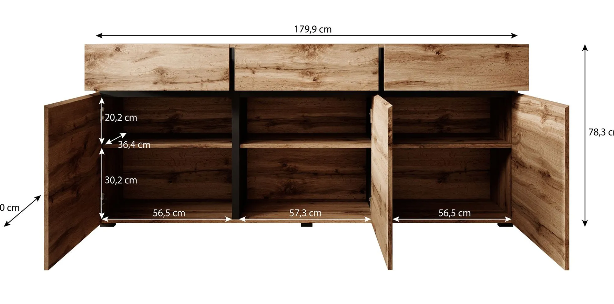 Cainan - Dressoir - Groen - 180x40x78 cm