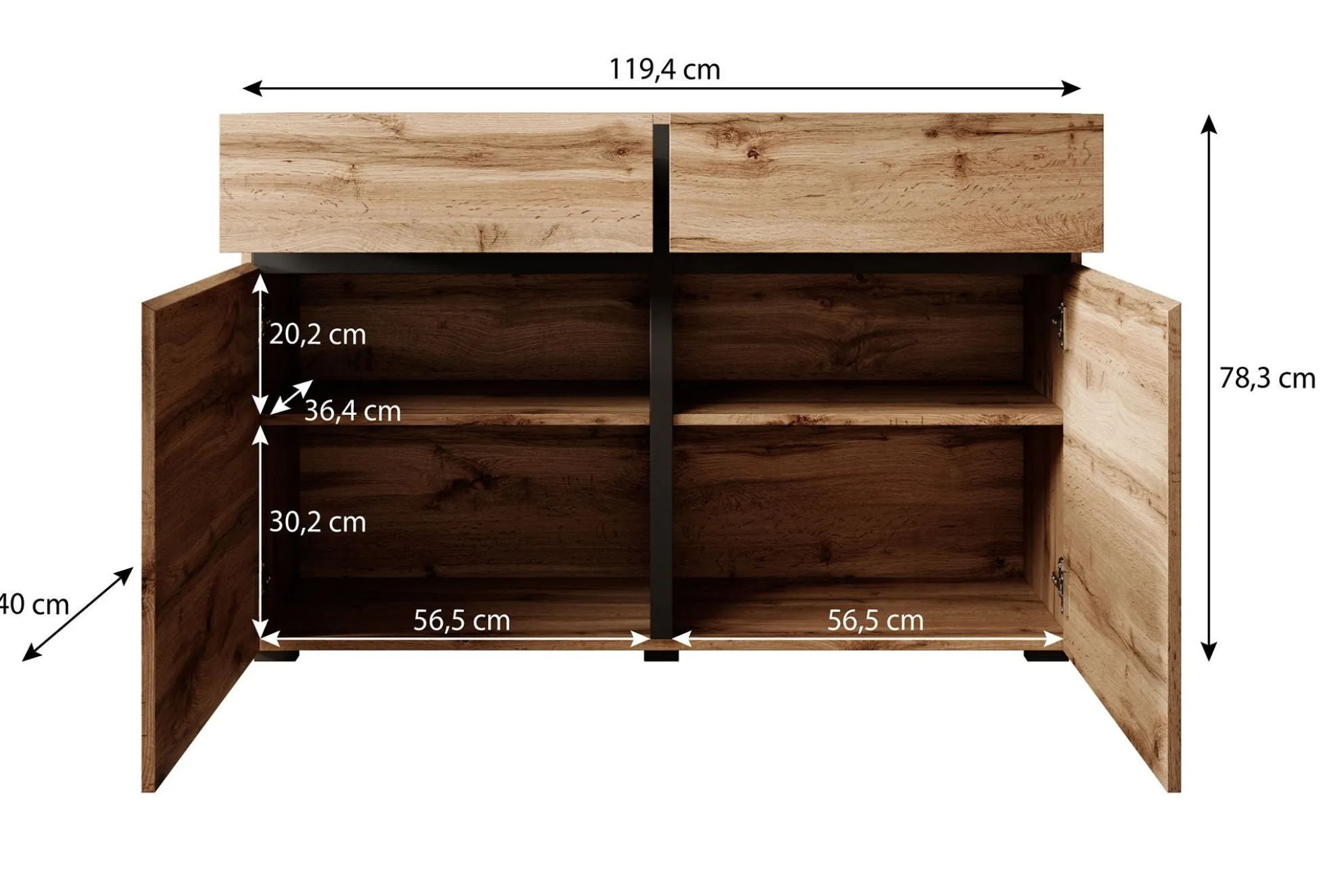 Cainan - Dressoir - Groen - 119x40x78 cm