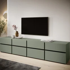 Cainan - TV-Meubel - met 4 lades - Groen - 225 cm