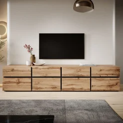 Cainan - TV-Meubel - met 4 lades - Eiken - 225 cm