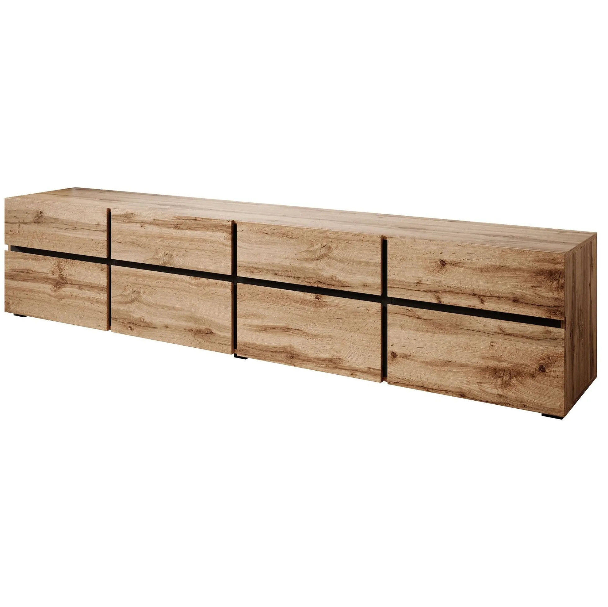 Cainan - TV-Meubel - met 4 lades - Eiken - 225 cm
