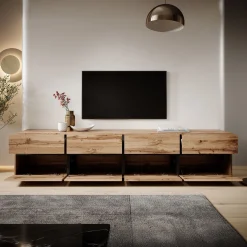 Cainan - TV-Meubel - met 4 lades - Eiken - 225 cm