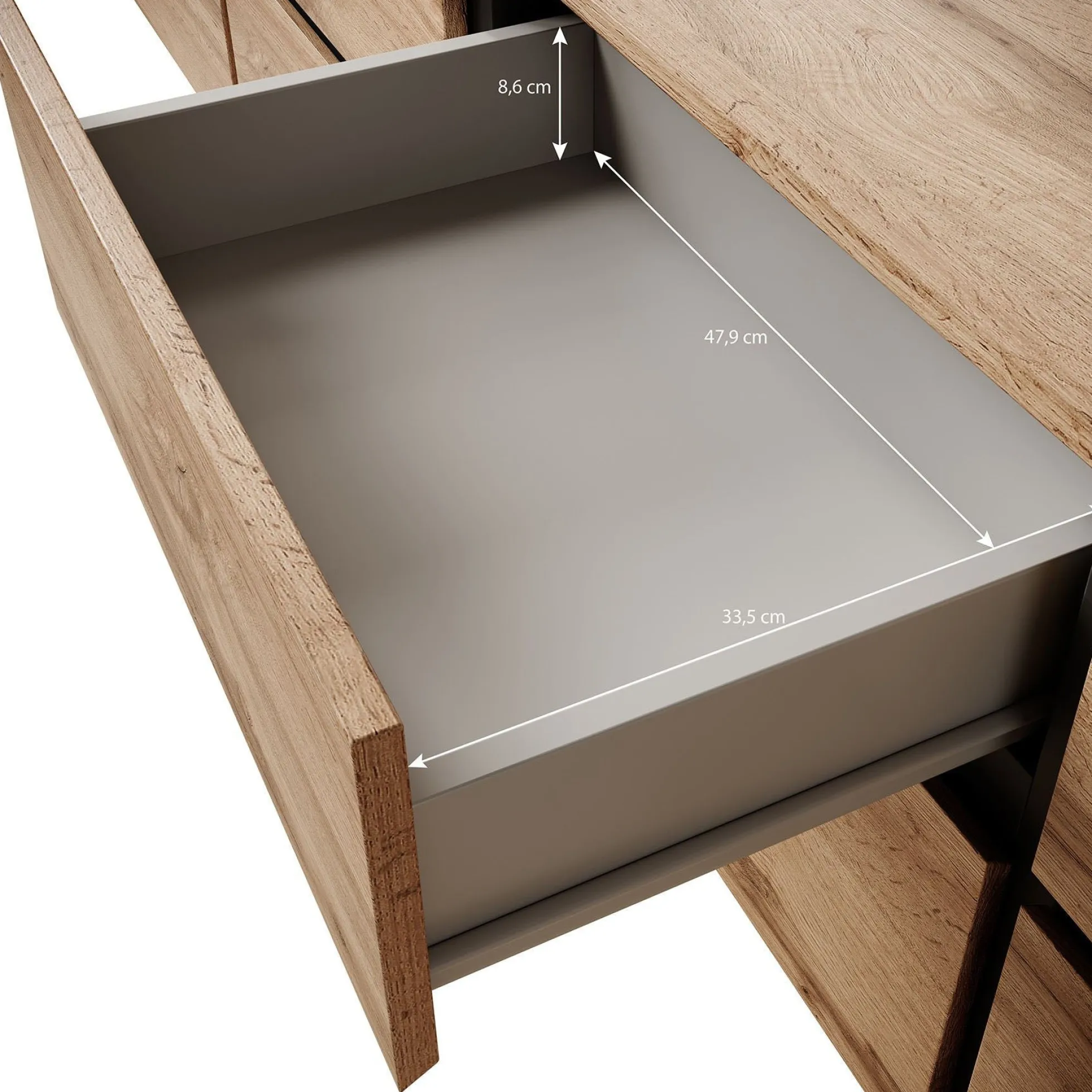 Cainan - TV-Meubel - met 4 lades - Eiken - 225 cm