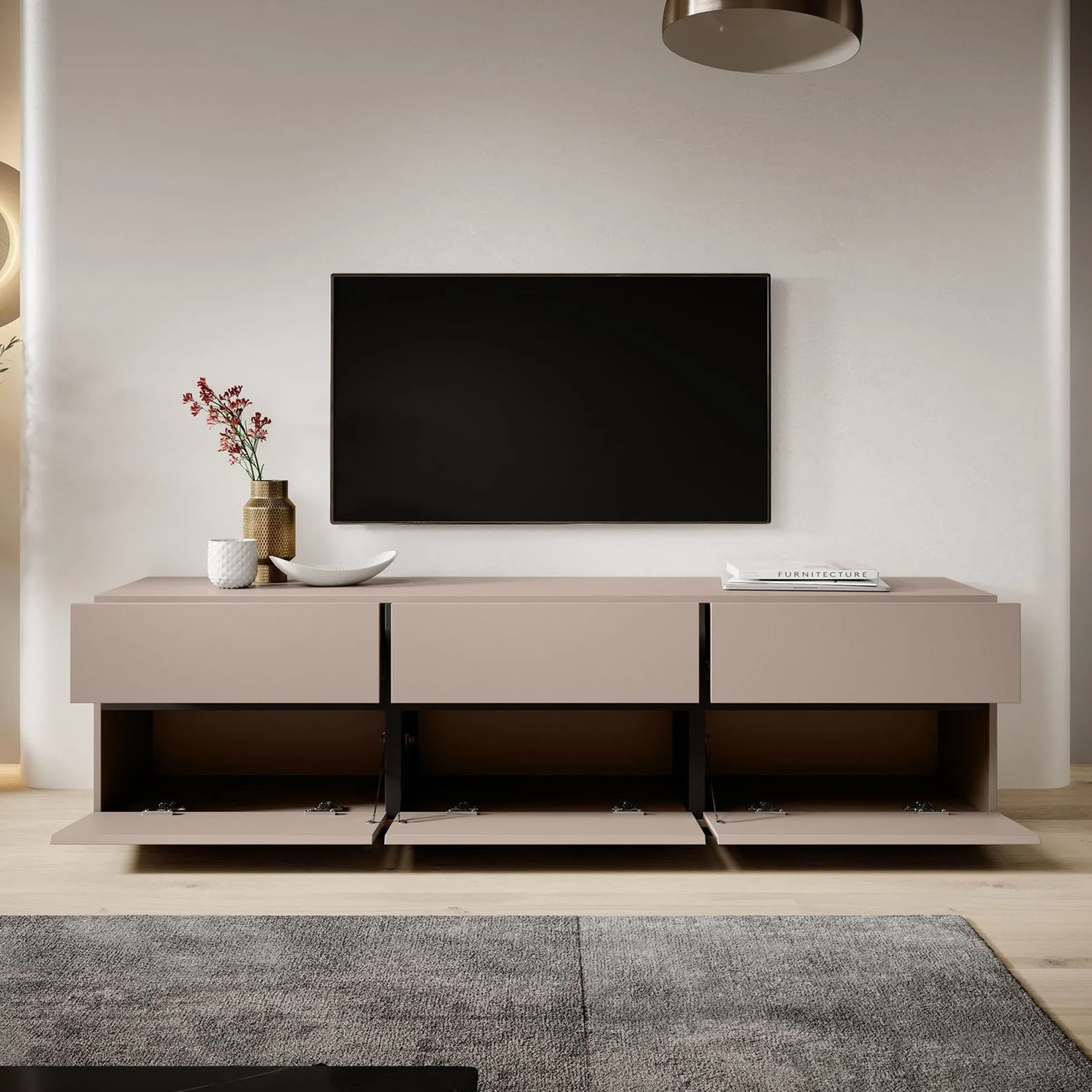 Cainan - TV-Meubel - met 3 lades - Beige - 180 cm