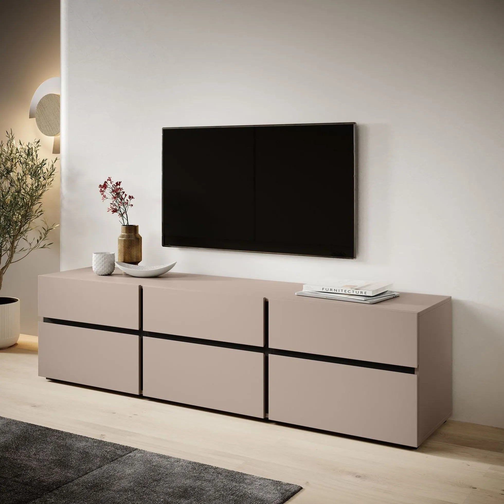 Cainan - TV-Meubel - met 3 lades - Beige - 180 cm