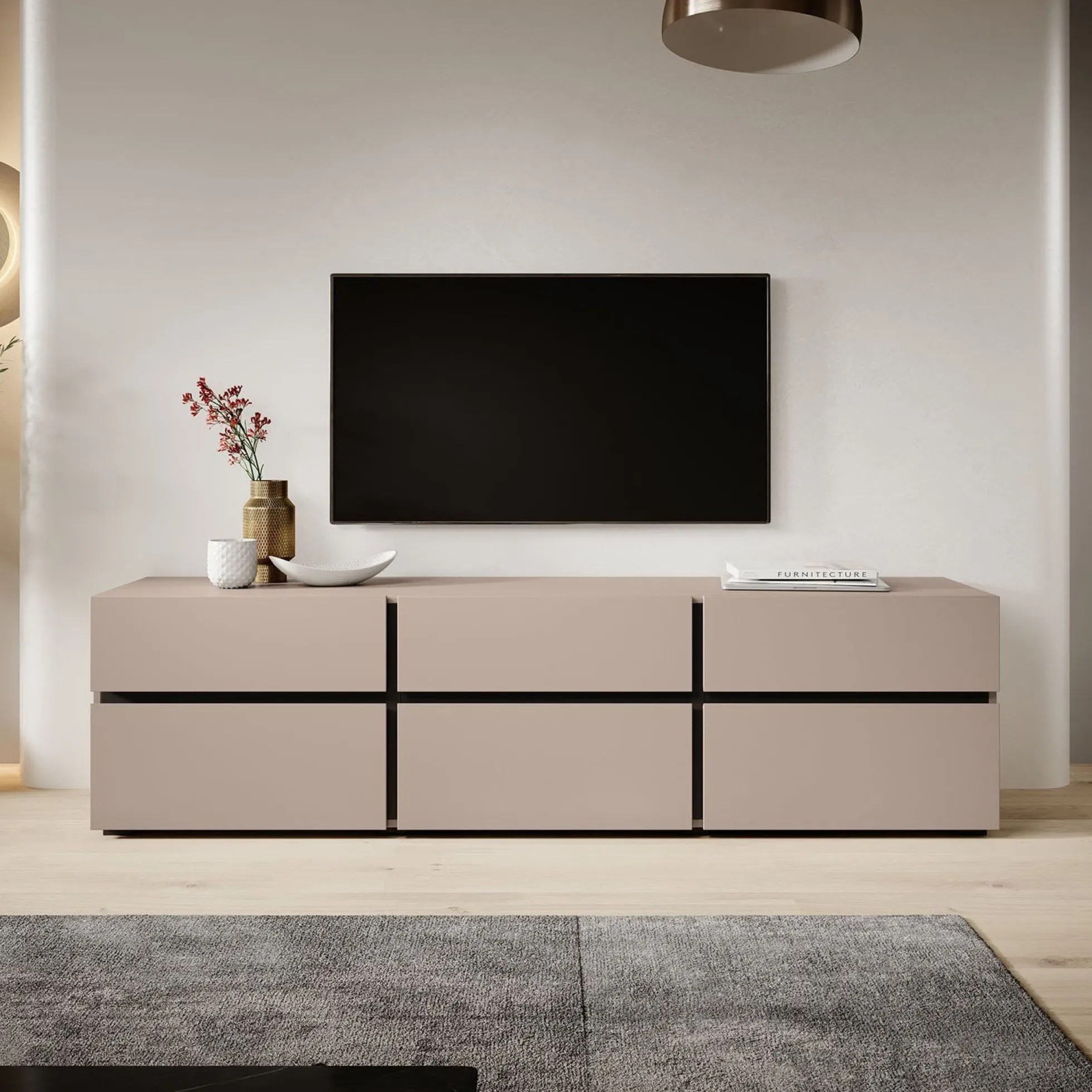 Cainan - TV-Meubel - met 3 lades - Beige - 180 cm