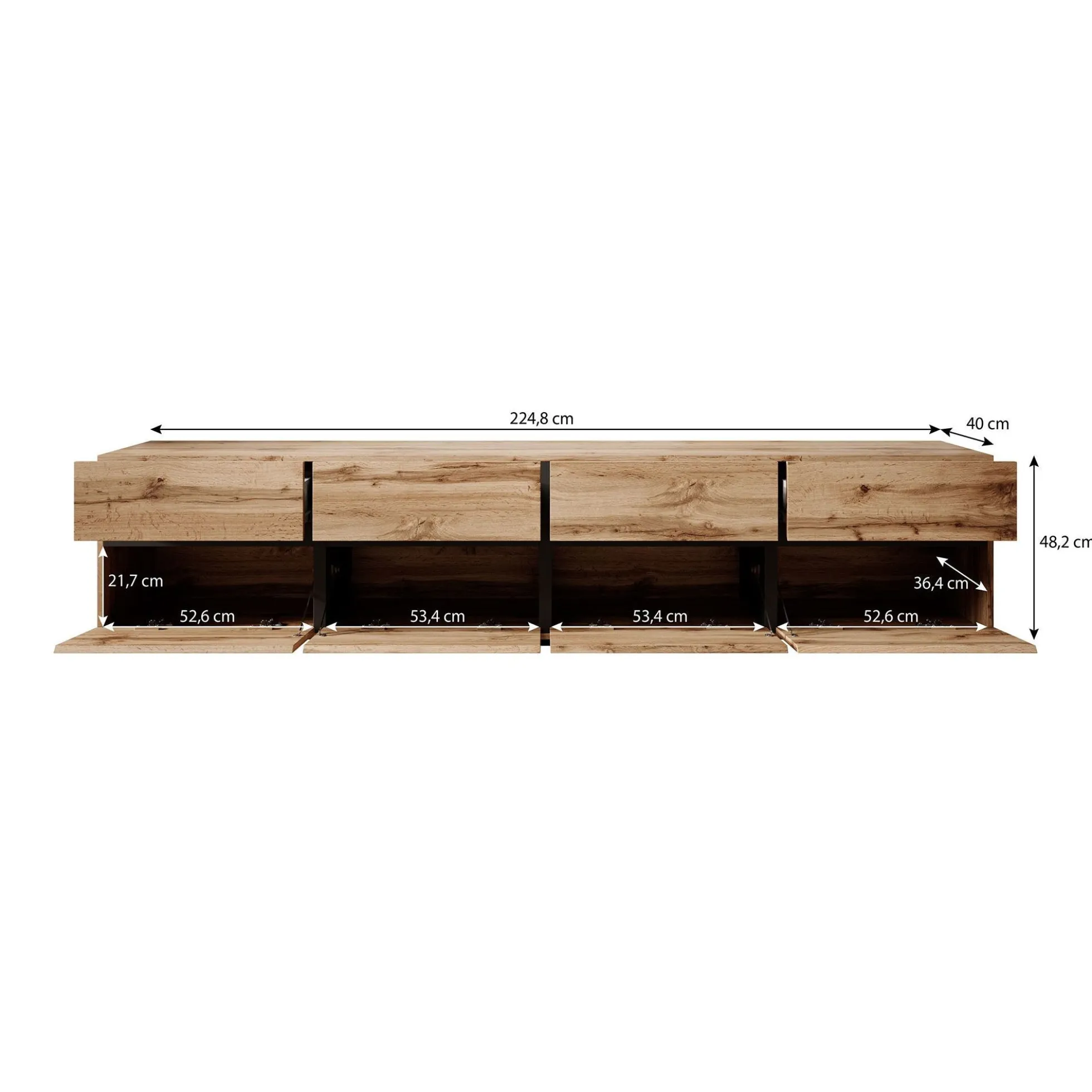 Cainan - TV-Meubel - met 4 lades - Beige - 225 cm