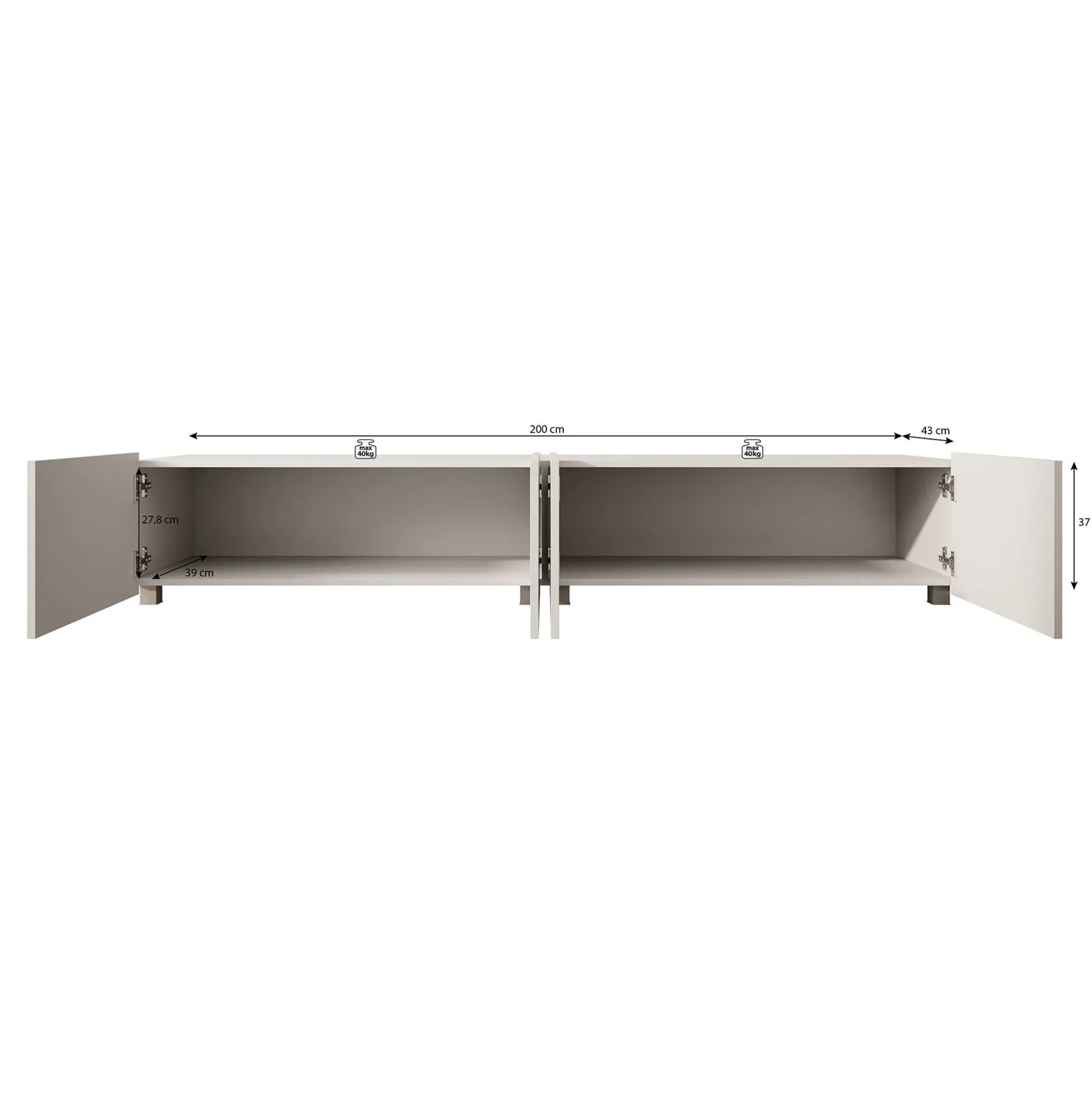 Calabas - TV-Meubel - Beige - 200x43x37 cm