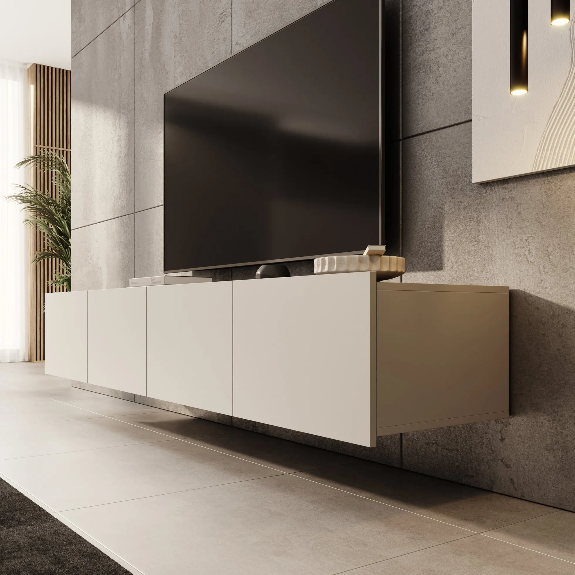Calabas - TV-Meubel - Beige - 200x43x37 cm