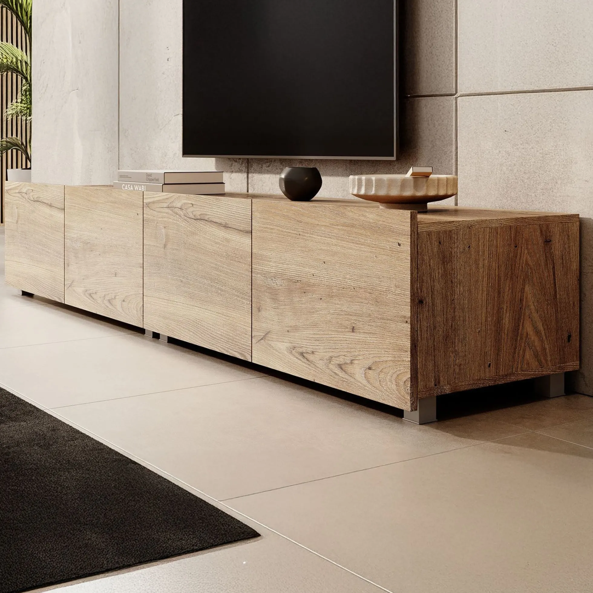 Calabas - TV-Meubel met 4 deuren - Kastanje - 200x43x37 cm