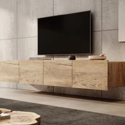 Calabas - TV-Meubel met 4 deuren - Kastanje - 200x43x37 cm