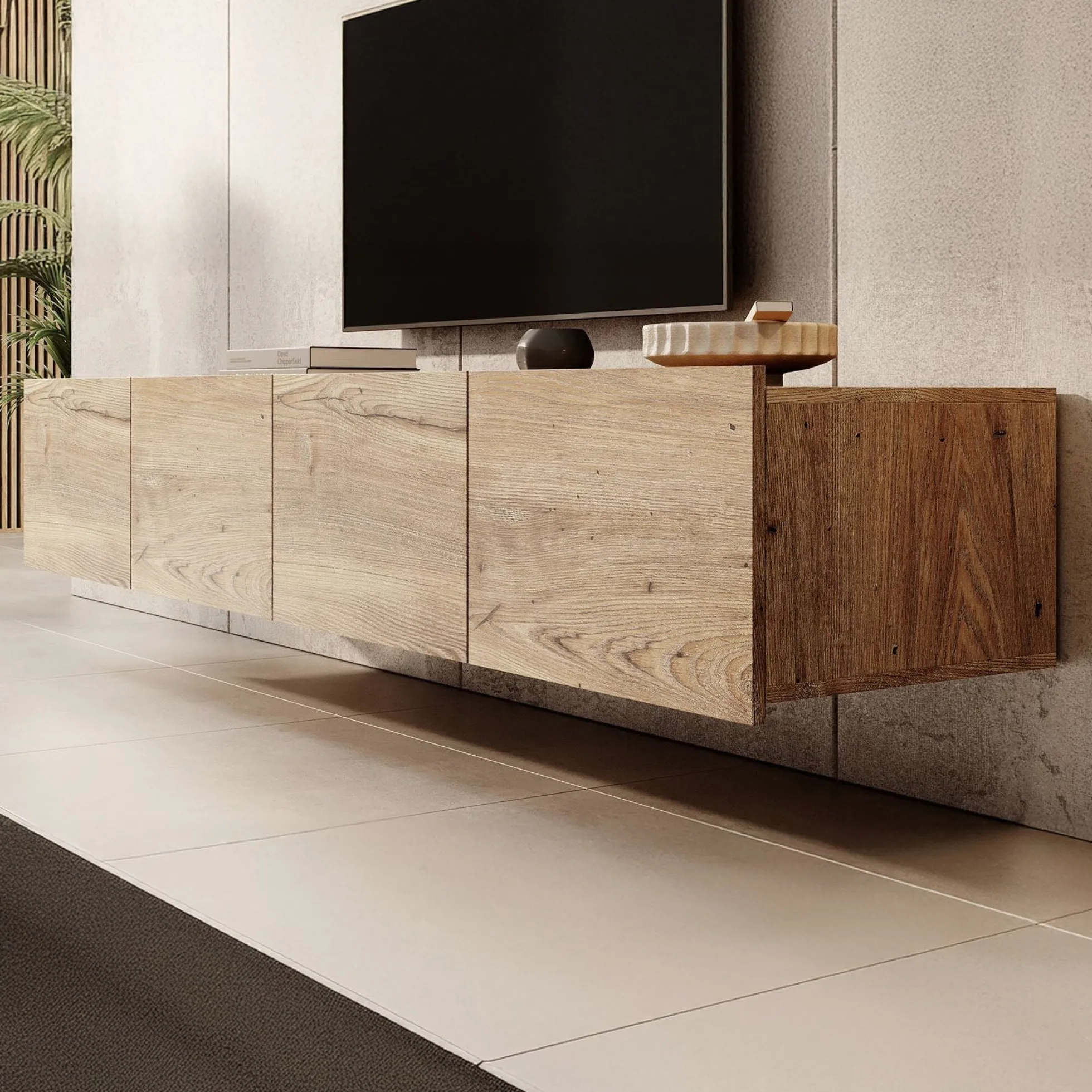 Calabas - TV-Meubel met 4 deuren - Kastanje - 200x43x37 cm
