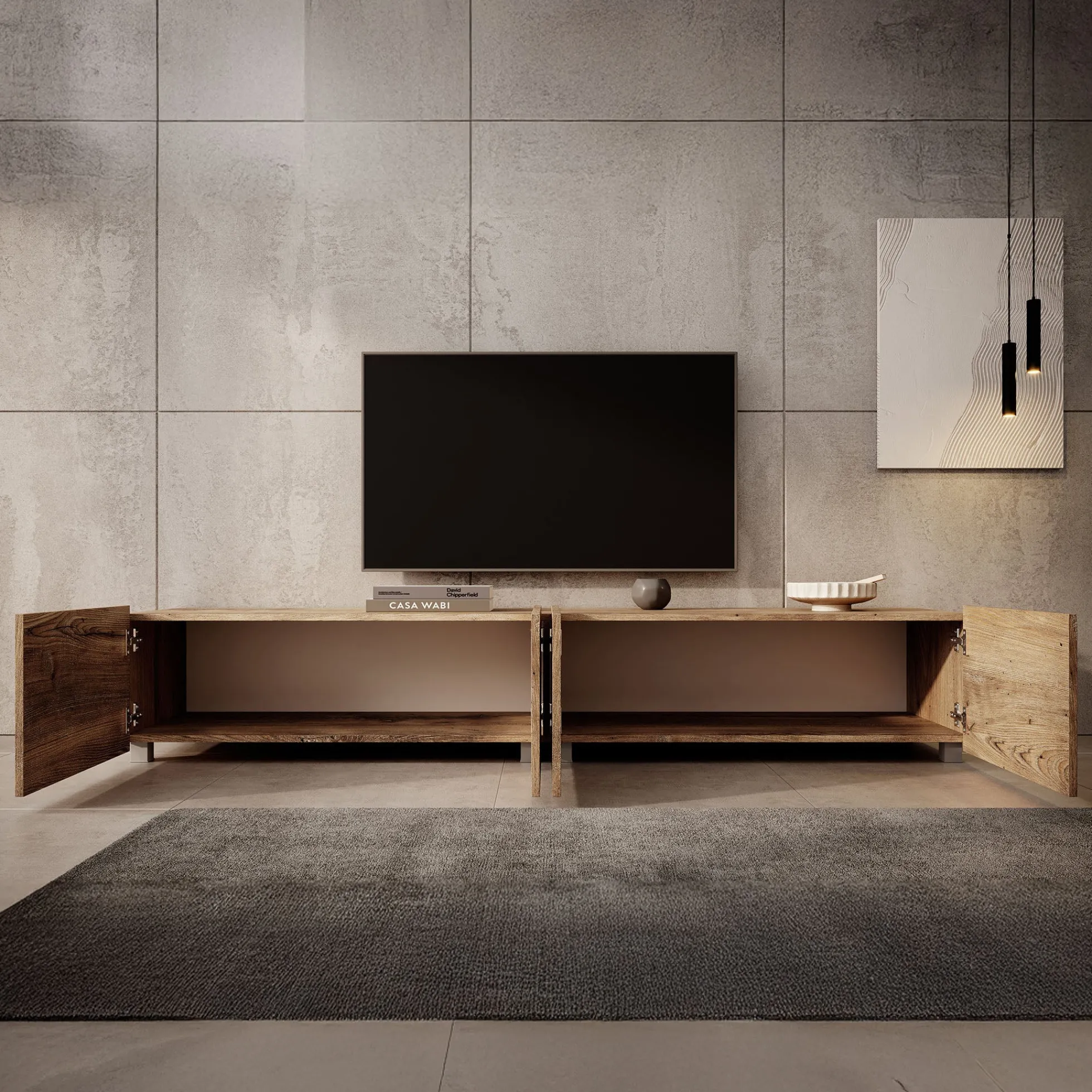 Calabas - TV-Meubel met 4 deuren - Kastanje - 200x43x37 cm