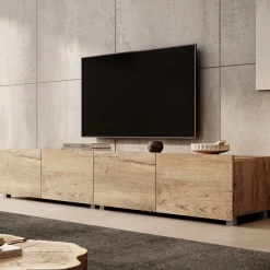 Calabas - TV-Meubel met 4 deuren - Kastanje - 200x43x37 cm