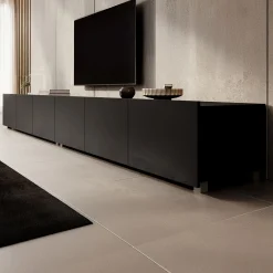 Calabas - TV-Meubel met 6 deuren - Mat zwart - 300x43x37 cm