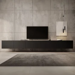 Calabas - TV-Meubel met 6 deuren - Mat zwart - 300x43x37 cm