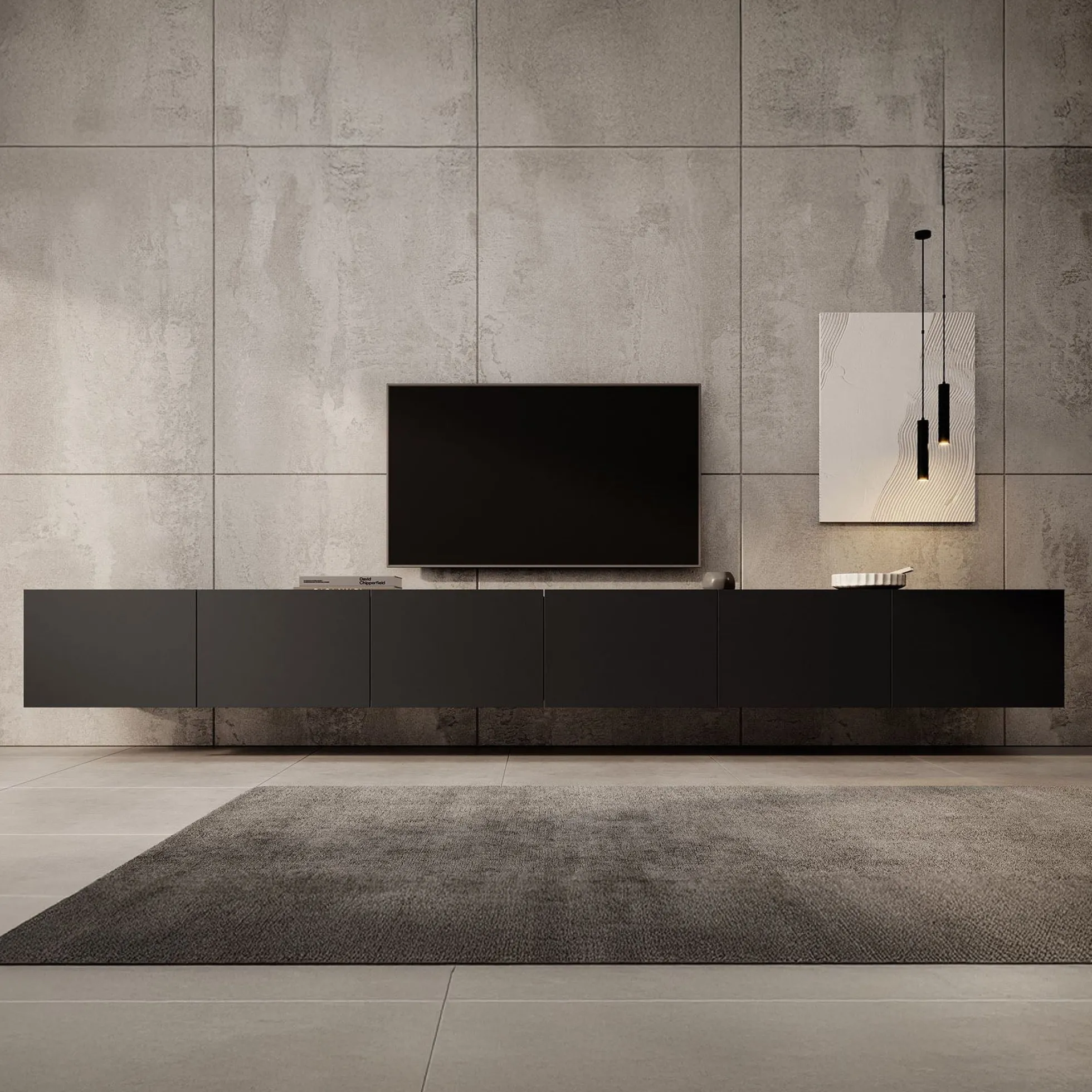 Calabas - TV-Meubel met 6 deuren - Mat zwart - 300x43x37 cm