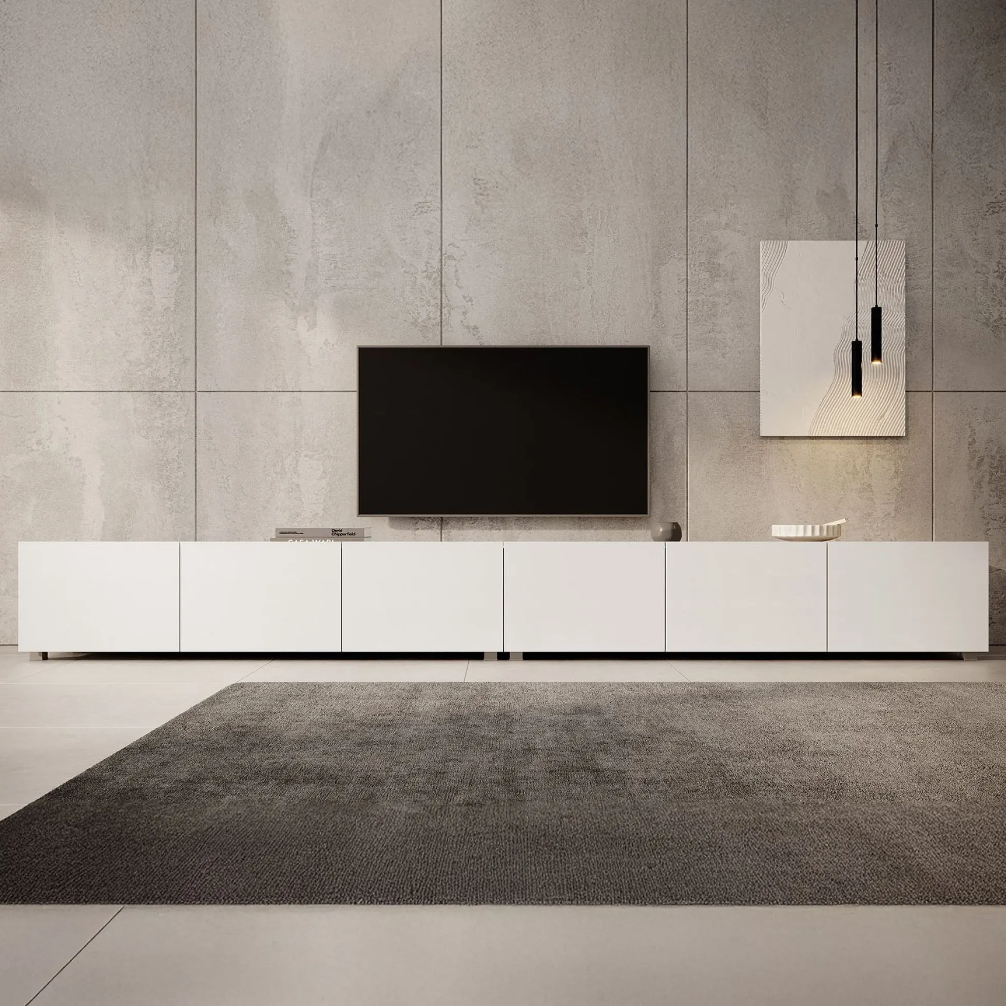 Calabas - TV-Meubel met 6 deuren - Wit - 300x43x37 cm